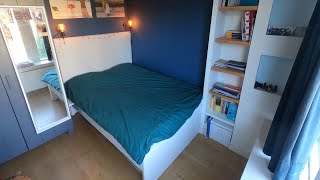 Groter bed met hoofdbord gebouwd voor mijn dochter