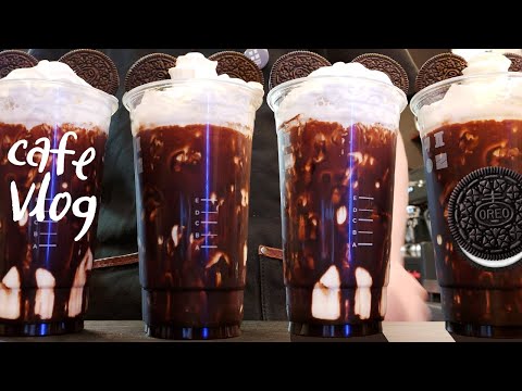 ??オレオクッキーチョコレートミルク?? / cafe vlog / ASMR / カフェのアルバイト / カフェブイログ / no bgm 【4K】