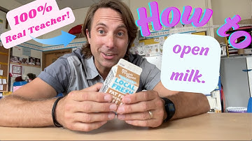 How to Open A School Milk Carton with Kindergarten Teacher Mr Blecha | Learning Videos for Kids
