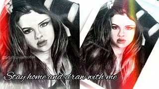 Stay home and draw with me | Drawing Selena Gomez️