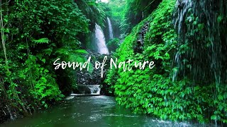 Waterfall flowing over rocks. Relaxing flowing water, White Noise for Sleep, Meditation.