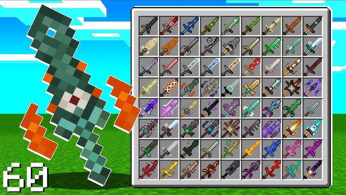 Minecraft: EPIC SWORDS (ELEMENTAL SWORDS AND UPGRADES) Cyan Warrior Swords  Mod Showcase 