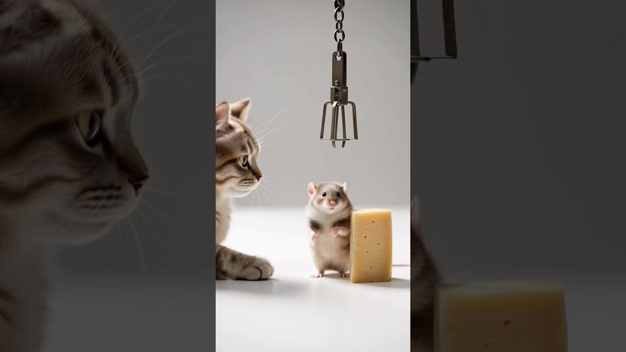 Cat Is SO Close… But the Mouse Won’t Fall😼🐭