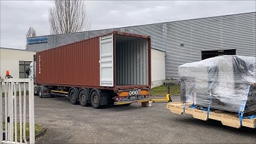 Loading on Container of one 5 colors Offset Press KOMORI Lithrone 528.