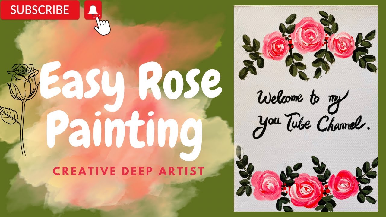 Easy Rose Painting | How To Paint Roses | Simple Rose Painting - YouTube