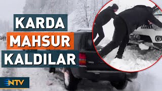 Yolda Kalanlar, Kara Saplananlar... Kış Sert Yüzünü Gösterdi: Yollar Kapandı, Araçlar Kaldı | NTV