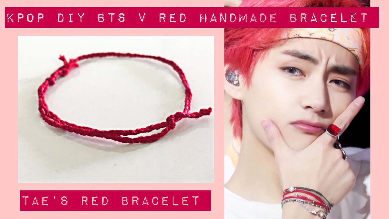 DIY BTS V Red Handmade Bracelet 