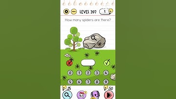BRAIN TEST LEVEL 397 how many spider there are