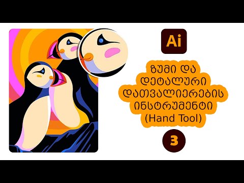 illustrator - ზუმი  და დეტალური დათვალიერების ინსტრუმენტი (მე-3 გაკვეთილი)