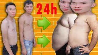 Người Tăng Cân Nhiều Nhất Trong 24h Nhận 1000$ | Weight Gain in The 24 Hour Challenge | PHD Troll