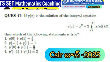 TG SET COACHING|CSIR JUNE 2025 QUESTION|MATHEMATICA SCIENCE|INTEGRAL EQUATIONS|SHORT TRICK|AP RSET