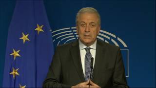 Doorstep by Commissioner Avramopoulos ahead of the EP Plenary session on the Future of Europe