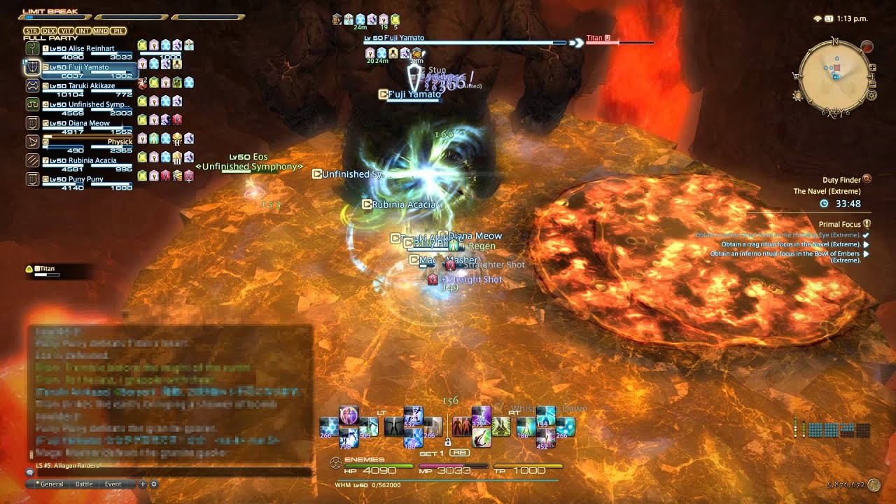 FFXIV :ARR The Navel (Extreme) Titan Primal Battle ( Whm PoV. 