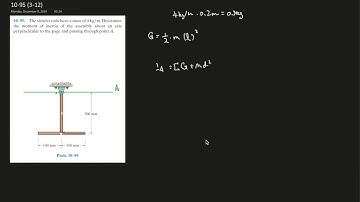 10-95  Find the moment of inertia of the assembly about an axis perpendicular to the page.