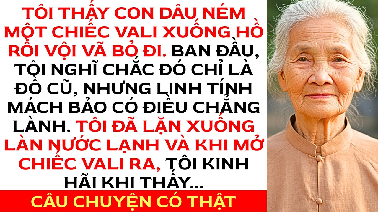 Tôi thấy con dâu ném một chiếc vali xuống hồ. Thứ tôi tìm thấy bên trong thật không thể tưởng...