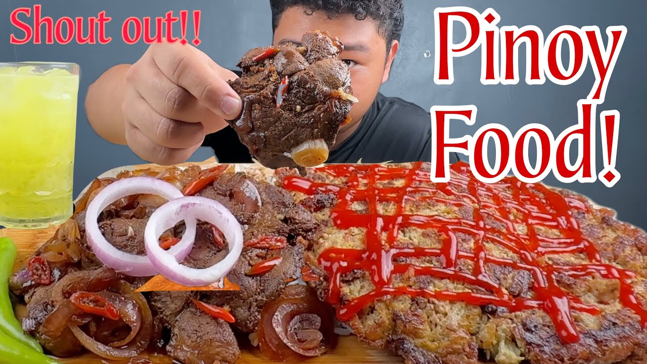 FILIPINO/PINOY FOOD PORKSTEAK(BISTEK TAGALOG)+TORTANG TALONG! MUKBANG WITH JUST LAFAM!