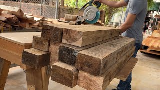 Amazed by the young carpenter's gigantic wood processing project. The Finest Woodworking Skills
