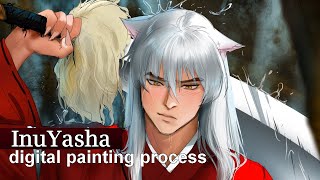 InuYasha digital painting process screenshot 2