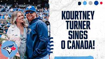 Kourtney Turner, wife of Justin, performs O Canada before a Blue Jays game!