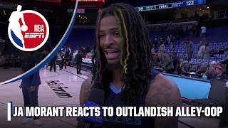 Ja Morant reacts to his SHOCKING SEATED assist 🗣️ 'A first time for everything!' | NBA on ESPN