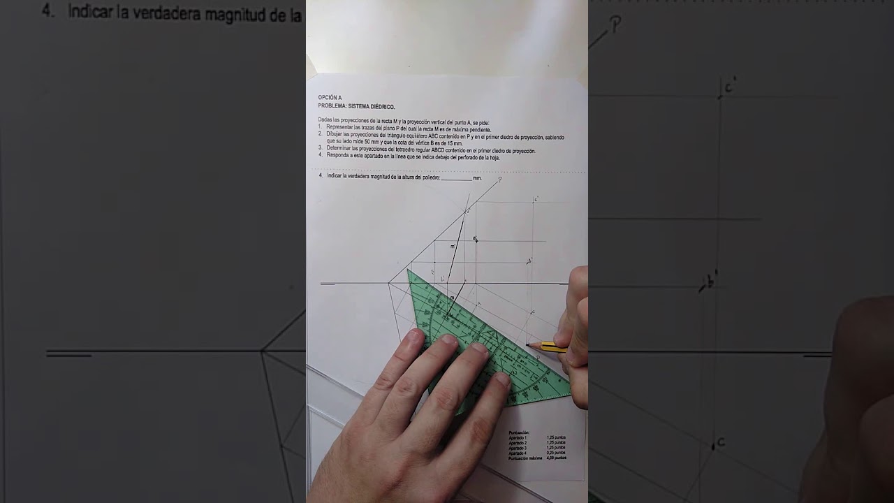 S. Diédrico. Tetraedro apoyado en plano paralelo a la línea de Tierra.