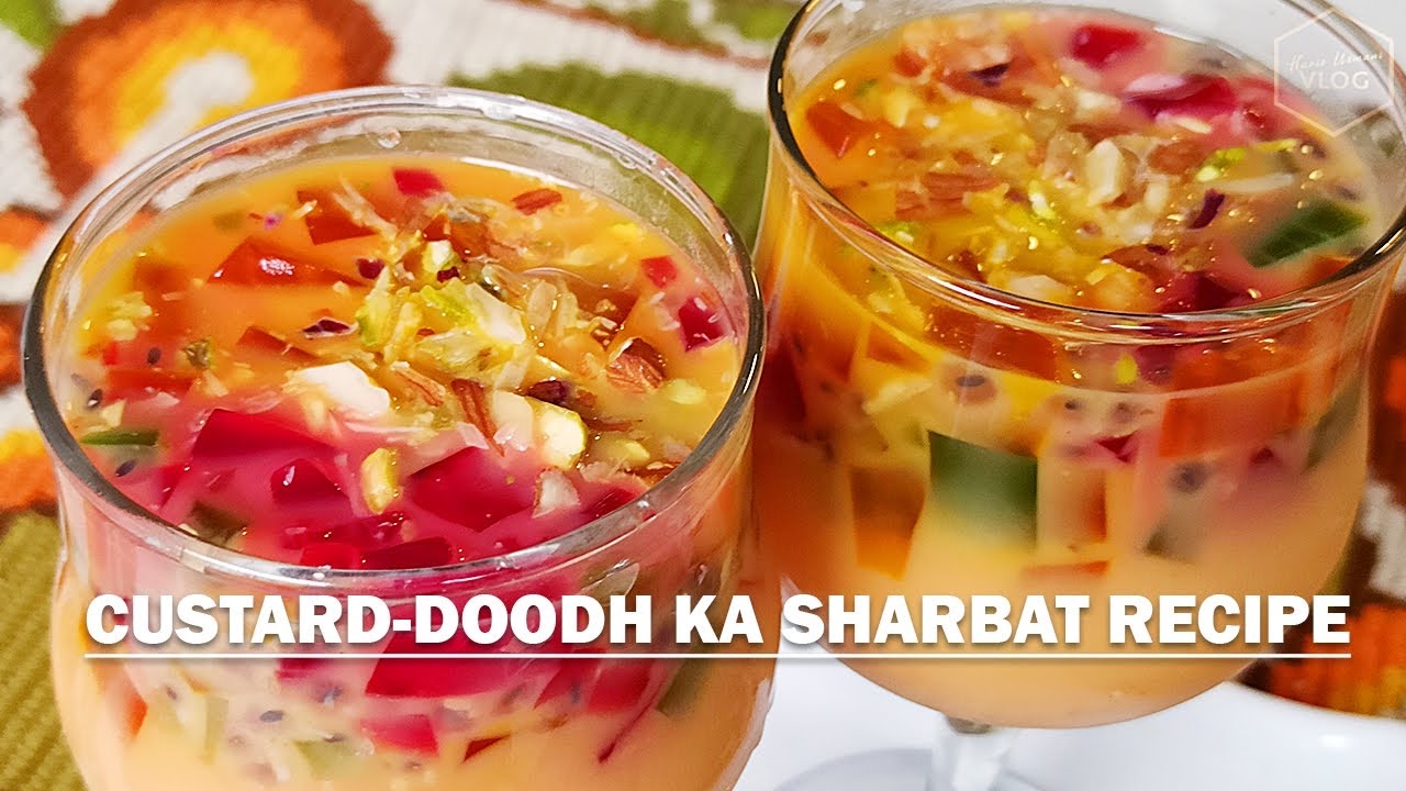 Jelly & Dry Fruits Milk Sharbat Doodh Ka Sharbat Recipe Custard