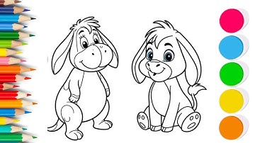 Drawing & Coloring Cute Donkey & Kangaroo 🐴🦘  Fun & Easy Step by Step Art for Kids & Toddlers 🎨