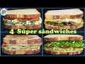 4 sándwiches con muchas proteinas, muchas verduras