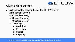 BFLOW Claims Management Part 1