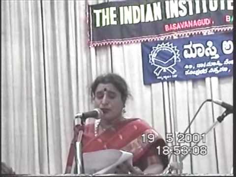 Renowned classical singer Dr.Nagavalli Nagaraj presented an exclusive concert of Masti Venkatesha Iyengar's compositions. In this video clipping she has rendered a "Raga malika" set to Arabhi & Nadanamakriya ragas