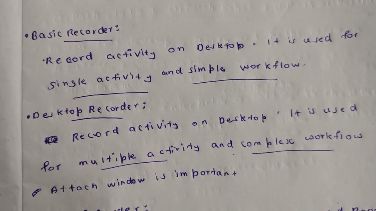 module 2 RPA what is Task recorder? types of recording in UiPath. VTU