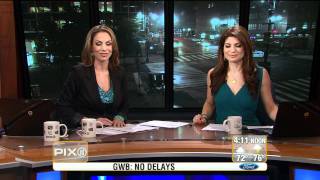Jill Nicolini wearing Julie Brown Designs, anchoring the PIX Morning News along with Tamsen Fadal