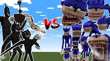 Shin Sonic vs Cartoon Cat,Siren Head,Long Horse.. - Minecraft mob battle