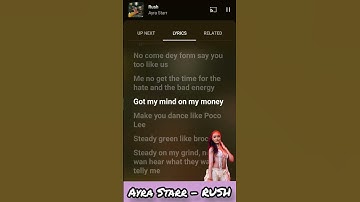 Thumbnail of Ayra Starr - RUSH Lyrics 🔥🎵🎼🎶  #spotifyclone #songlyrics #lyrics #afropopmusic #musiclyrics #rap