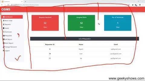 Admin Dashboard of Online Service Management System PHP MySQL Project (Hindi)