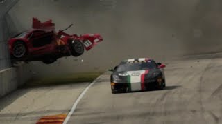 Great battle between a ferrari 458 and 430 leads to an unfortunate
crash at round 4 of the ccr forza tifosi challenge road america. 45...