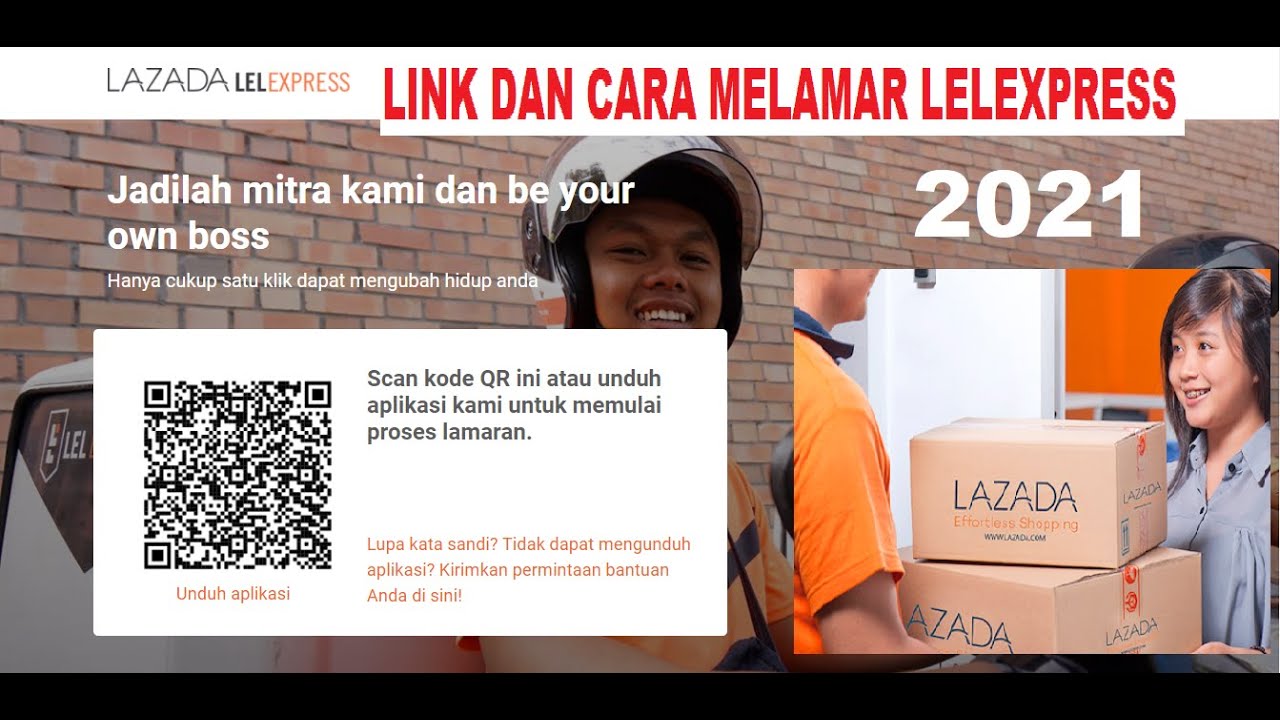 TERBARU !! CARA DAFTAR ONLINE KURIR LAZADA 2021 || KURIR LEL EXPRESS - LINK ONLINE LEX LAZADA