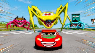 Insane Chase and Epic Escape: Lightning McQueen vs Head Eater Monsters Compilation | BeamNG.Drive