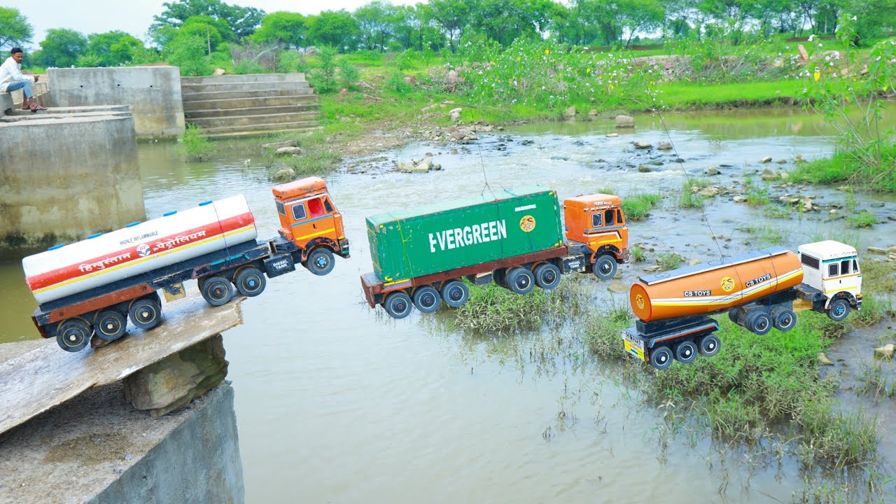 Jump River JCB Crane Dumper Tractor Thar Roxx Fortuner Car Petrol Tanker Container Truck ? CS Toy