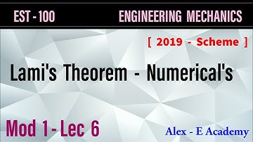 EST 100 - Engineering Mechanics | Mod 1 - Lec 6 | Lami