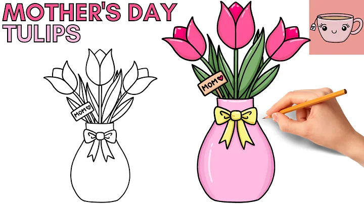 How To Draw Mother's Day Tulips in Vase | Cute Easy Step By Step Drawing Tutorial