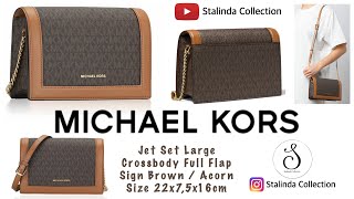 Michael Kors Jet Set Large Crossbody Full Flap Signature Brown Acorn
