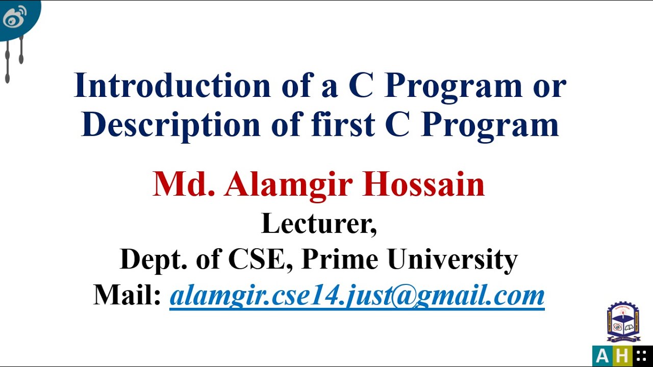 CFL-1, Introduction of a c program || First c program || Description of ...