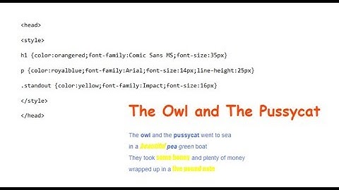 7. HTML, CSS and JavaScript: Internal Cascading Style Sheets