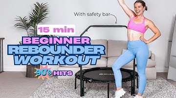 15-Minute Beginner Rebounder Workout with Safety Bar | Easy Low-Impact 90s Hits