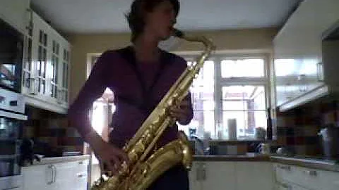 Sarah Higgins playing tenor sax