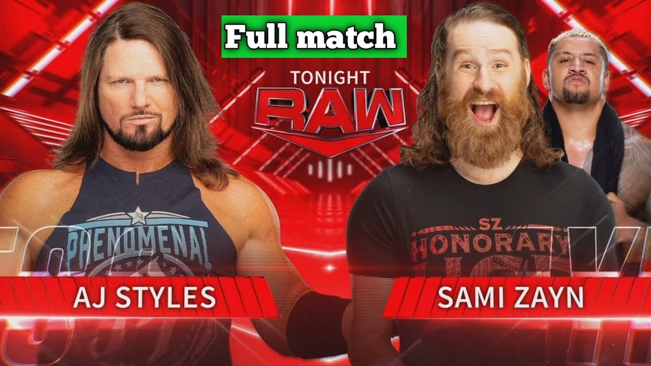 Sami zayn vs Aj Styles wwe raw full match wwe @gam2.0 - YouTube