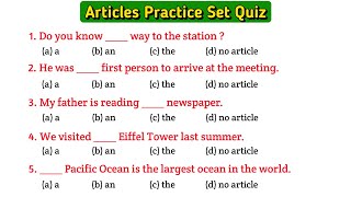 Articles in english grammar questions | Articles questions | a an the articles in english grammar