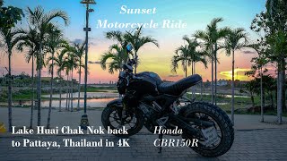 Motorcycle Sunset Ride: Back to Pattaya on Small Town Roads from Huai Chak Nok, on Honda CB150R, 4K