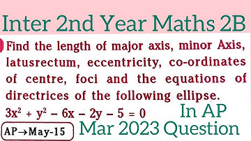 Problem on Ellipse||Inter 2nd Year Maths 2B in telugu@maths naresh eclass
